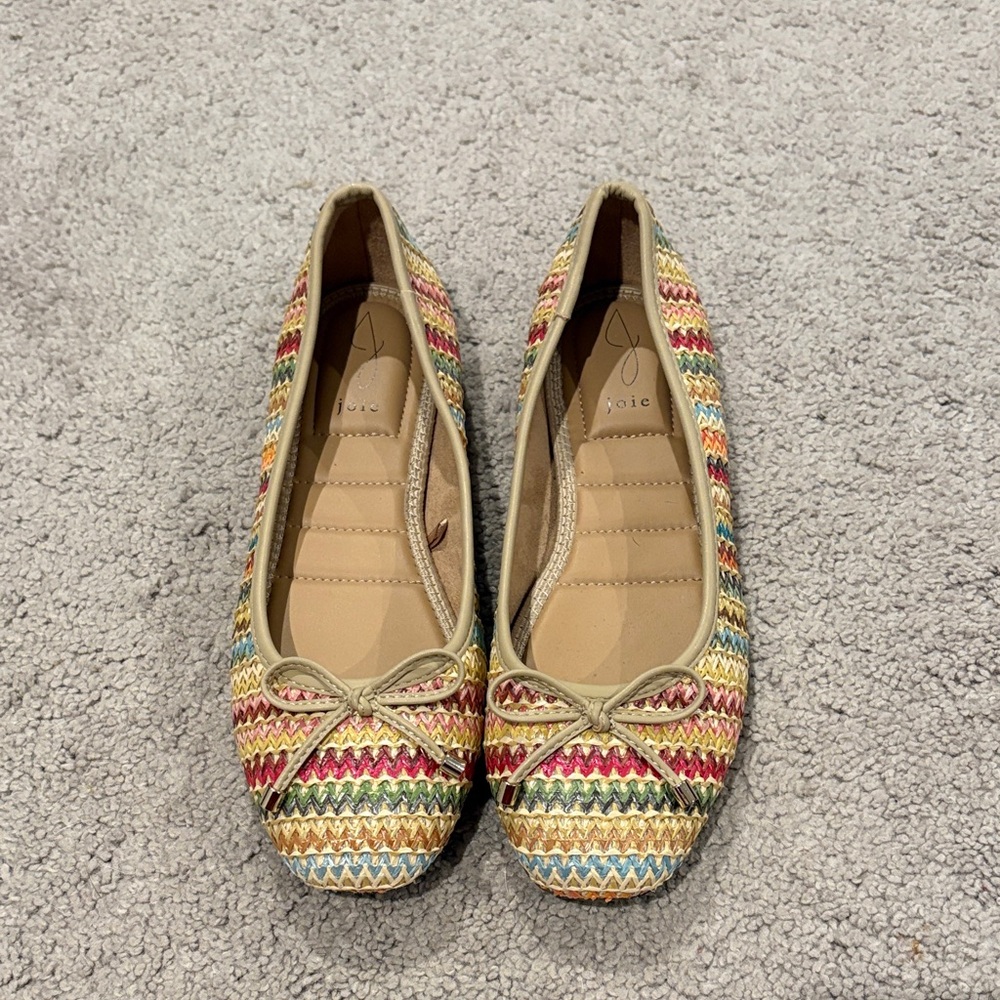 EUC Joie Raffia Multicolor Woven Ballet Flats 8.5